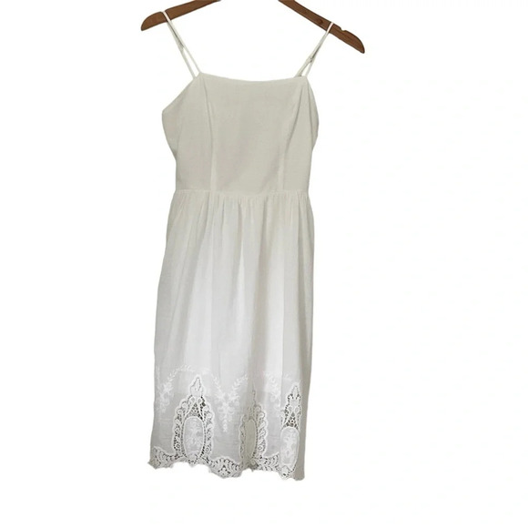 Monteau Los Angeles Summer Dress Small White Lace Sleeveless Short Zip Cotton - Picture 1 of 10